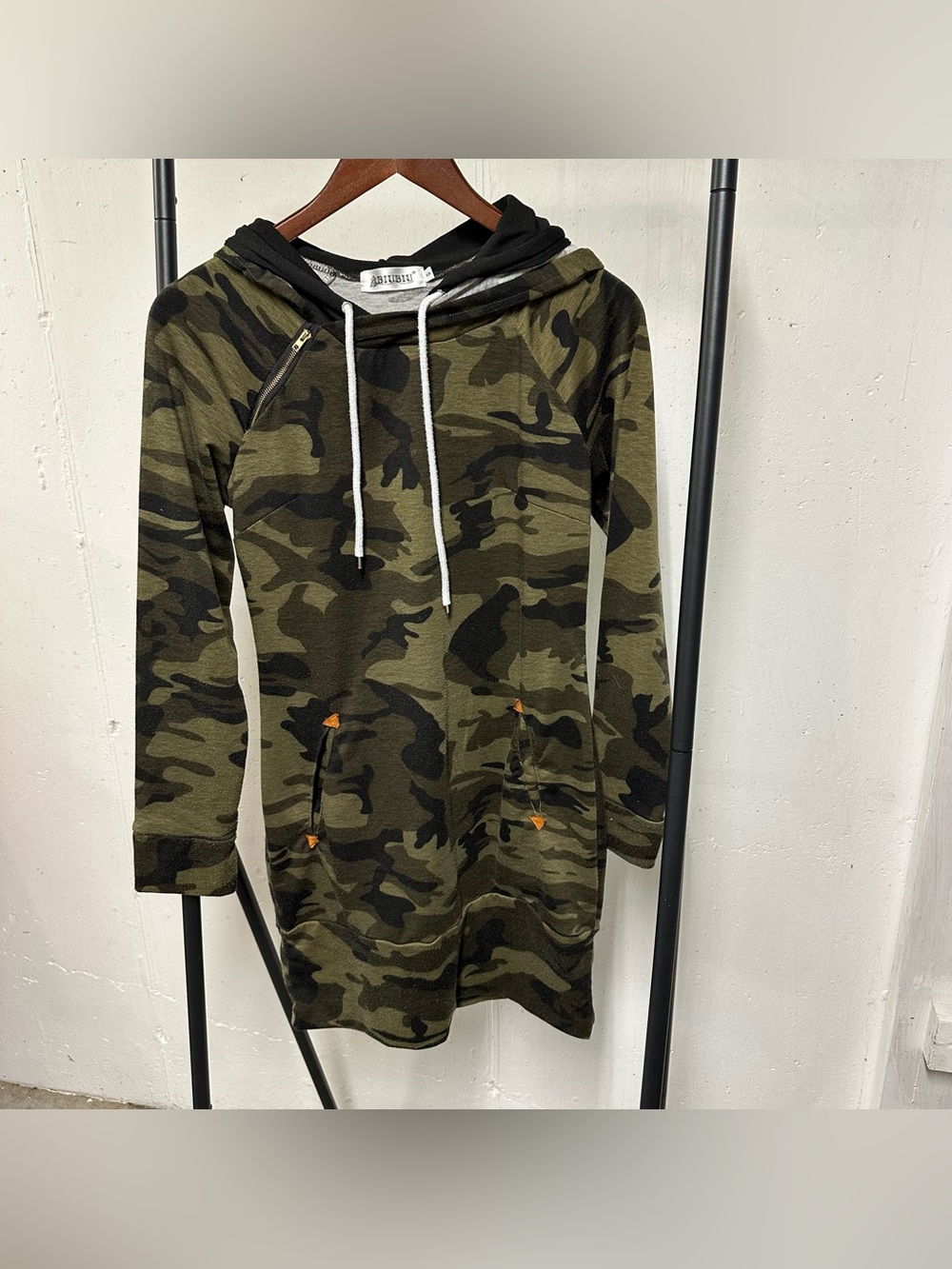 Camo Hoodie Dress with Drawstring 🐠
